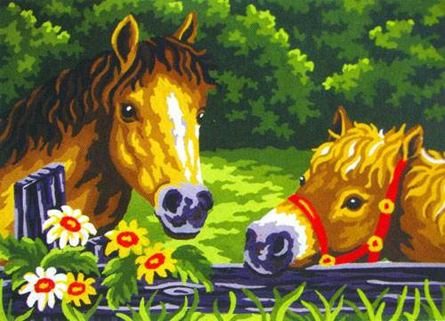 The Ponies  - Collection d'Art Needlepoint Canvas