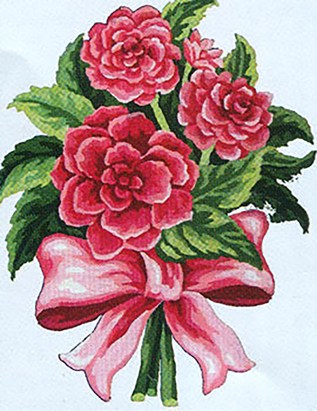 Red & Pink Flower Bouquet  - Collection d'Art Needlepoint Canvas