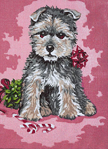 Puppy in Ribbons & Bows  - Collection d'Art Needlepoint Canvas