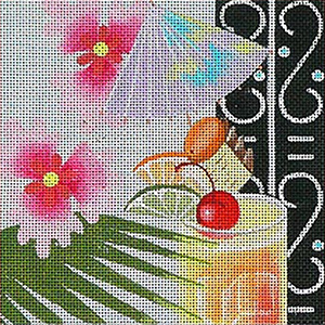 Leigh Designs - Hand-painted Needlepoint Canvases - Caribe Collection - Bermuda Coaster