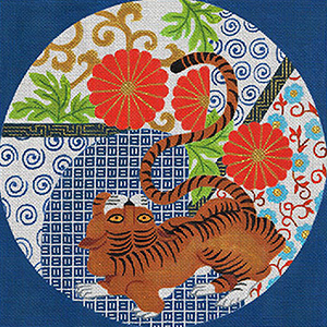 Leigh Designs - Hand-painted Needlepoint Canvases - Imari Collection - Timeless Tiger