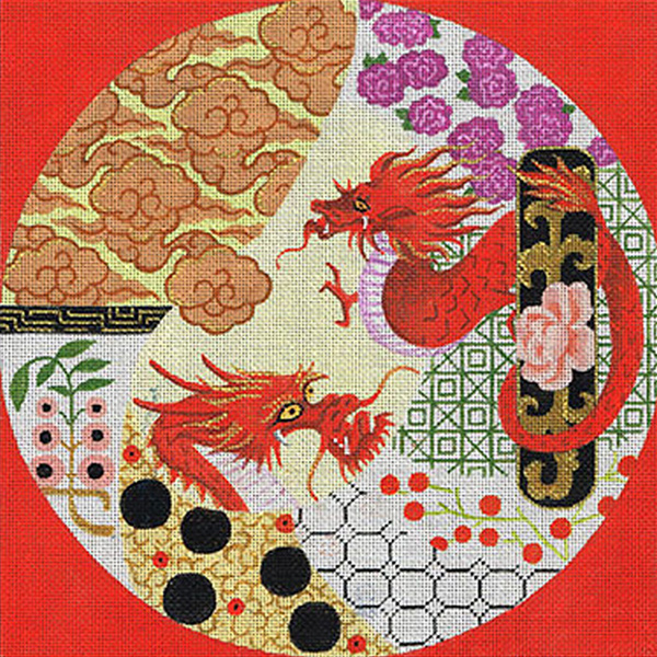 Leigh Designs - Hand-painted Needlepoint Canvases - Imari Collection - Dreams of the Dragon