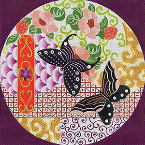 Leigh Designs - Hand-painted Needlepoint Canvases - Imari Collection - Beckoning Butterflies