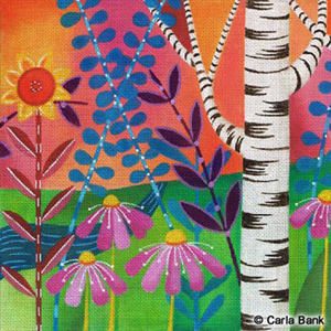 Leigh Designs - Hand-painted Needlepoint Canvases - Summer in the Park by Carla Bank - Birch