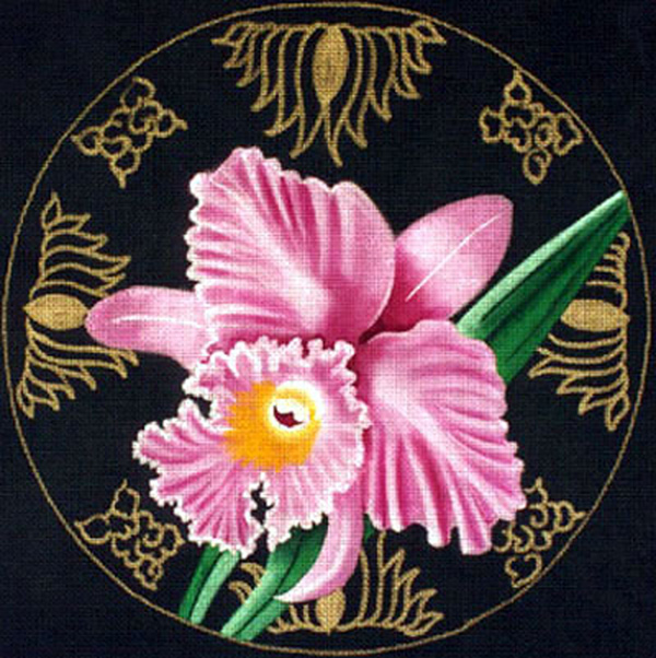 Leigh Designs - Hand-painted Needlepoint Canvases - Ming Orchids - Thalie Orchid