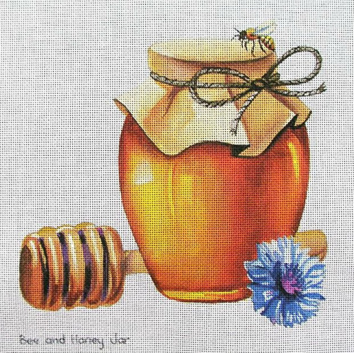 Bee & Honey Jar Hand  Painted Canvas