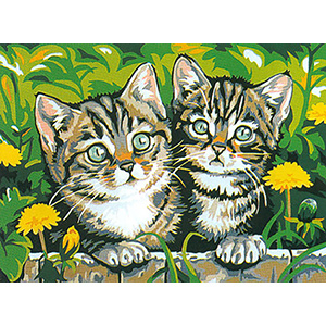 Margot Creations de Paris Needlepoint (Cache Cache) Two Kittens Small Canvas