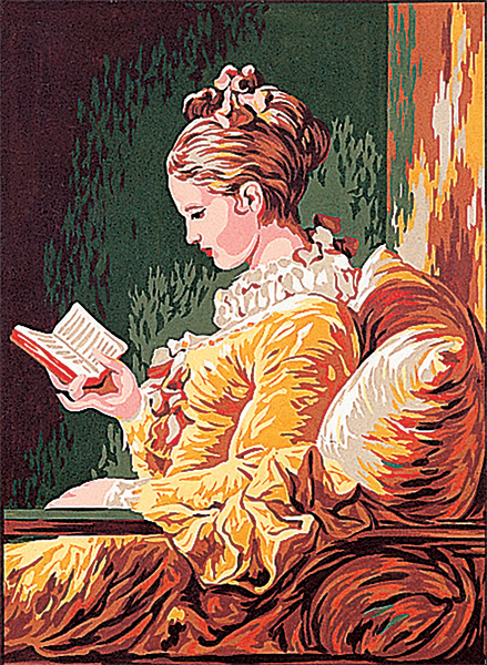 Margot Creations de Paris Needlepoint (Jeune Fille Lisant) Girl Reading by J.H. Fragonard Small Canvas
