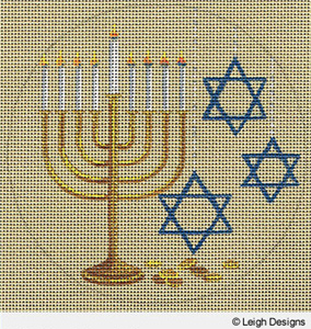 Leigh Designs - Hand-painted Needlepoint Canvases - Holiday Collection - Hanukkah
