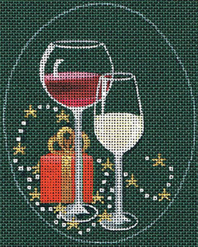 Leigh Designs - Hand-painted Needlepoint Canvases - Christmas Cocktails - Red & White