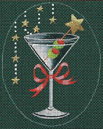 Leigh Designs - Hand-painted Needlepoint Canvases - Christmas Cocktails - Martini