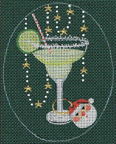 Leigh Designs - Hand-painted Needlepoint Canvases - Christmas Cocktails - Margarita