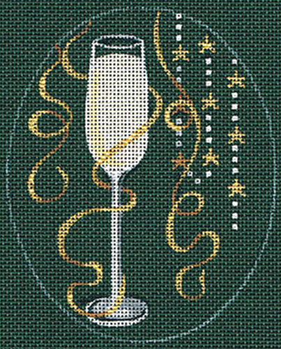 Leigh Designs - Hand-painted Needlepoint Canvases - Christmas Cocktails - Champagne #1