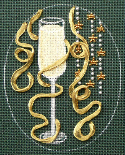 Leigh Designs - Hand-painted Needlepoint Canvases - Christmas Cocktails - Champagne #2