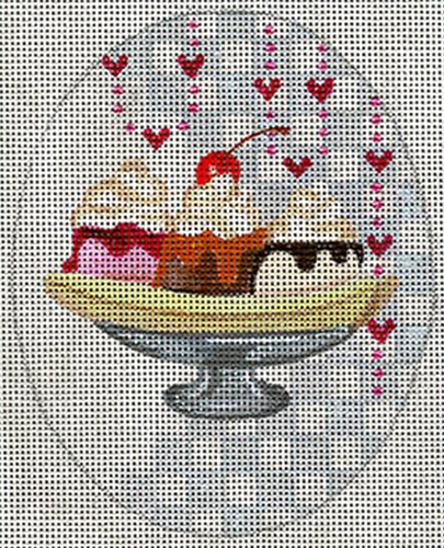 Leigh Designs - Hand-painted Needlepoint Canvases - Ice Cream Social - Banana Split #2