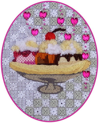Leigh Designs - Hand-painted Needlepoint Canvases - Ice Cream Social - Banana Split