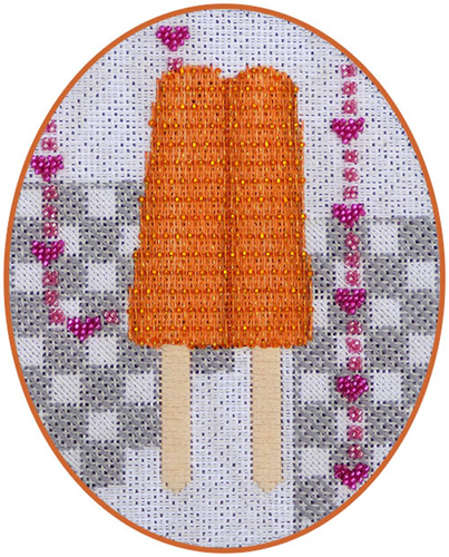 Leigh Designs - Hand-painted Needlepoint Canvases - Ice Cream Social - Orange Popsicle