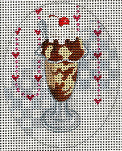 Leigh Designs - Hand-painted Needlepoint Canvases - Ice Cream Social - Hot Fudge Sundae #2