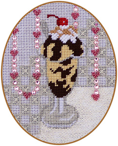 Leigh Designs - Hand-painted Needlepoint Canvases - Ice Cream Social - Hot Fudge Sundae