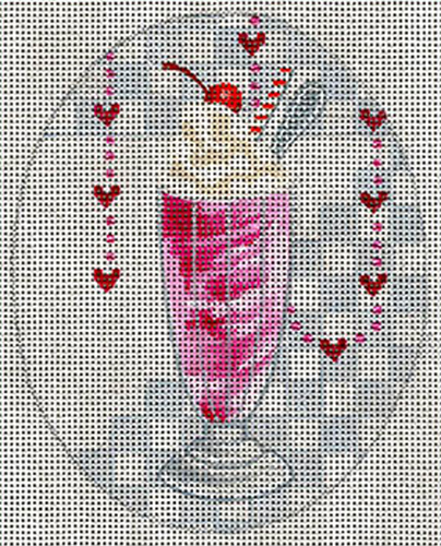 Leigh Designs - Hand-painted Needlepoint Canvases - Ice Cream Social - Cherry Soda #2