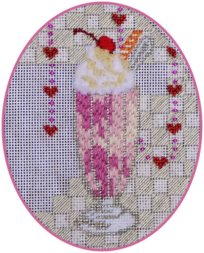 Leigh Designs - Hand-painted Needlepoint Canvases - Ice Cream Social - Cherry Soda