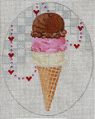 Leigh Designs - Hand-painted Needlepoint Canvases - Ice Cream Social - Triple Dip #2