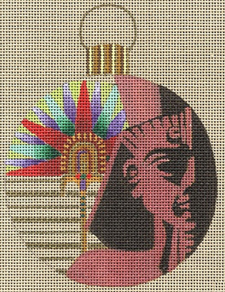 Leigh Designs - Hand-painted Needlepoint Canvases - Egyptian Dynasty Ornaments -  Ramses Ornament/Coaster