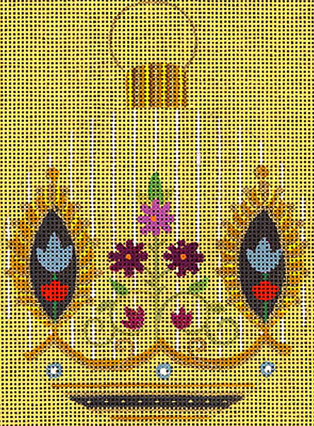 Leigh Designs - Hand-painted Needlepoint Canvases - Moghul India Dynasty Ornaments -  Indus Ornament/Coaster