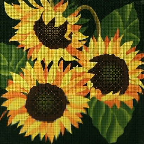 Giant Sunflower - Hand Painted Needlepoint Canvas from dede's Needleworks