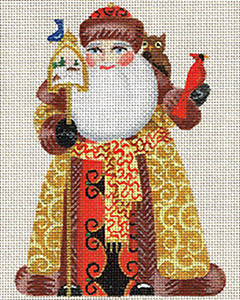 Leigh Designs - Hand-painted Needlepoint Canvases - Russian Santa - Birdland