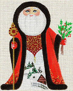 Leigh Designs - Hand-painted Needlepoint Canvases - Russian Santa - Holly Hills