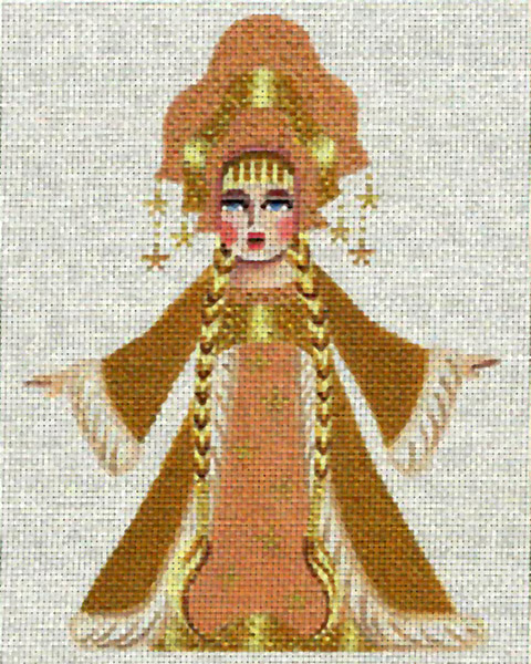 Leigh Designs - Hand-painted Needlepoint Canvases - Winter Maidens - Golden Maiden