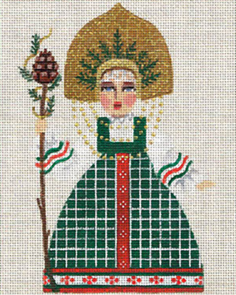 Leigh Designs - Hand-painted Needlepoint Canvases - Winter Maidens - Woodland Belle