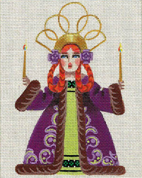 Leigh Designs - Hand-painted Needlepoint Canvases - Winter Maidens - Candlelight