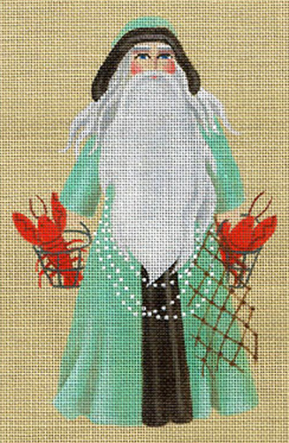 Leigh Designs - Hand-painted Needlepoint Canvases - Seashore Santa - Lobster Bisque Santa