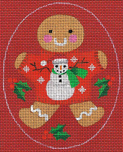 Leigh Designs - Hand-painted Needlepoint Canvases - Ginger Breads - Ginger Snowman