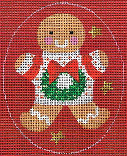 Leigh Designs - Hand-painted Needlepoint Canvases - Ginger Breads - Ginger Wreath