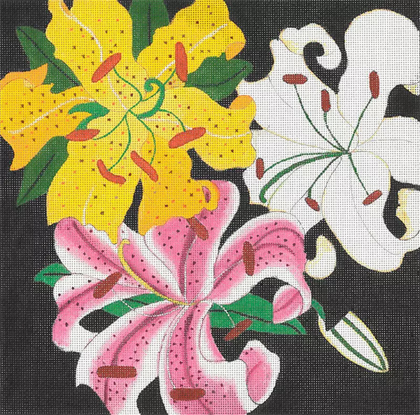 Giant Lilies - Hand Painted Needlepoint Canvas from dede's Needleworks