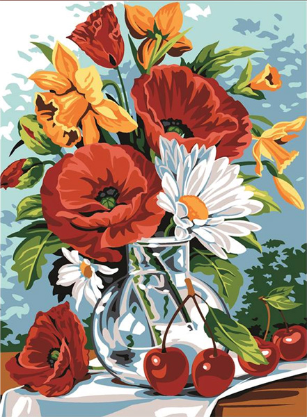 SEG de Paris Needlepoint - Verrinede Printemps (Spring Verrine, Poppies and Cherries)