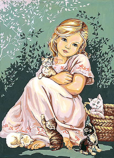 SEG de Paris Needlepoint - Girl with the Cats Canvas