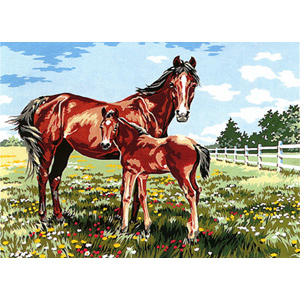 SEG de Paris Needlepoint - La Jument et son Poulain (The Mare and Her Foal) Canvas
