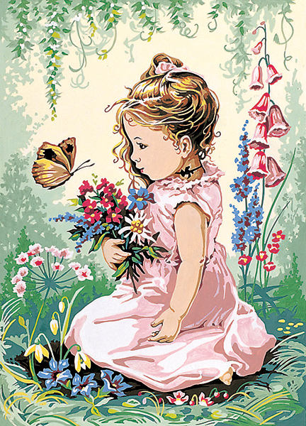 SEG de Paris Needlepoint - Elise et le Papillon (Elise and the Butterfly) Canvas