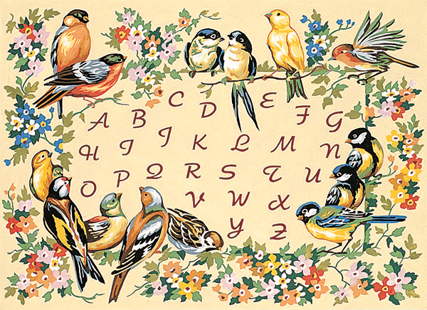 SEG de Paris Needlepoint - L'Alphabet des Oisequx (Alphabet with Birds) Canvas