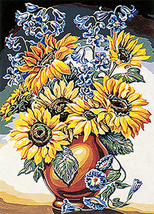 SEG de Paris Needlepoint - Medium Needlepoint Canvases - Les Soleils (The Sunflowers) Canvas