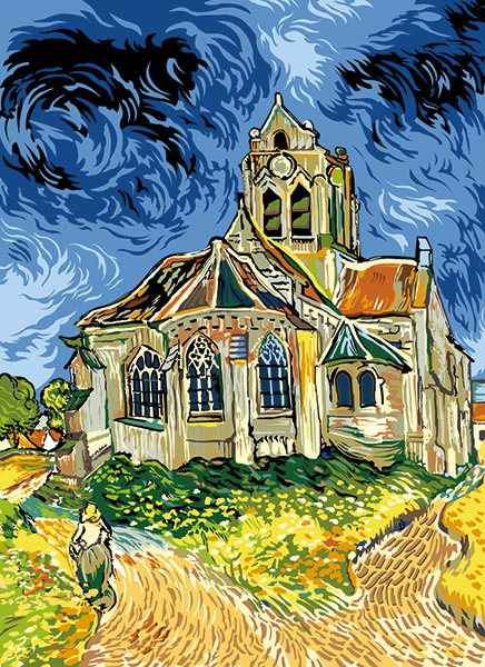 SEG de Paris Needlepoint L'eglise d'Auvers-sur-Oise (d'apres V. Van Gogh)