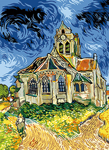 SEG de Paris Needlepoint L'eglise d'Auvers-sur-Oise (d'apres V. Van Gogh)
