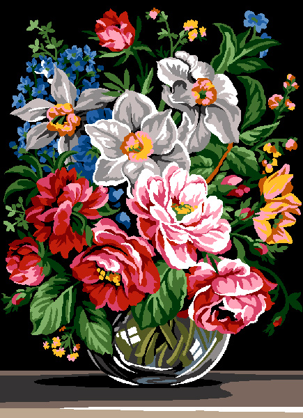 SEG de Paris Needlepoint - Bouquet of Flowers