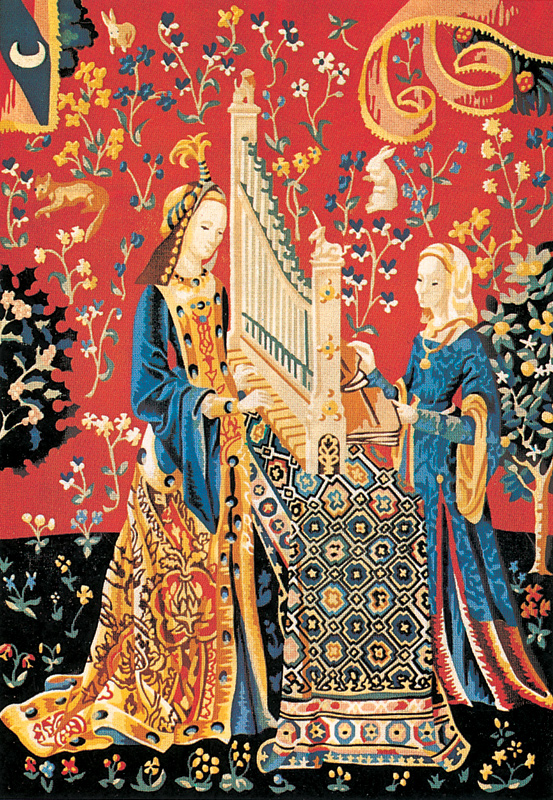 SEG de Paris Needlepoint - Tapestries - La Dame a la Licorne L'Ouie - (The Lady and the Unicorn "Hearing")