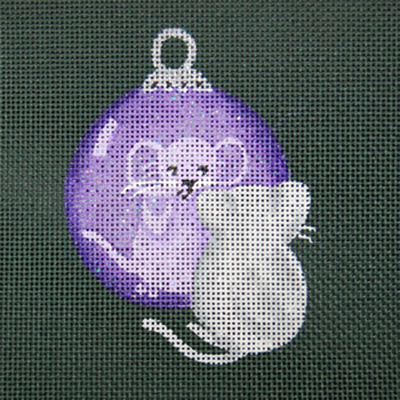 Reflections in Shimmering Globe - Mouse - Hand Painted Needlepoint Canvas from dede's Needleworks