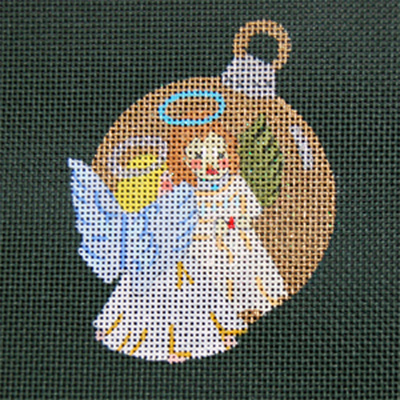 Reflections in Shimmering Globe - Angel - Hand Painted Needlepoint Canvas from dede's Needleworks